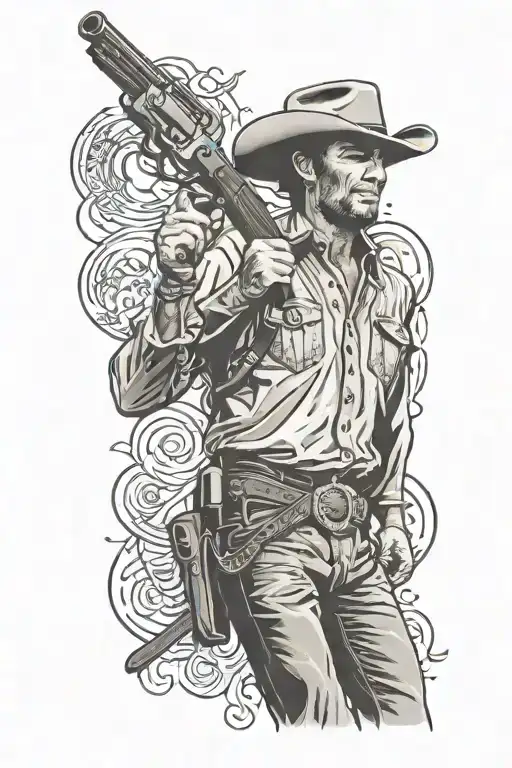 Cowboy Themed Leg Sleeve Featuring Clint Eastwood George Strait