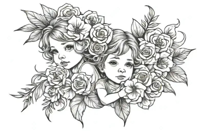 Kids And Flowers Intertwined