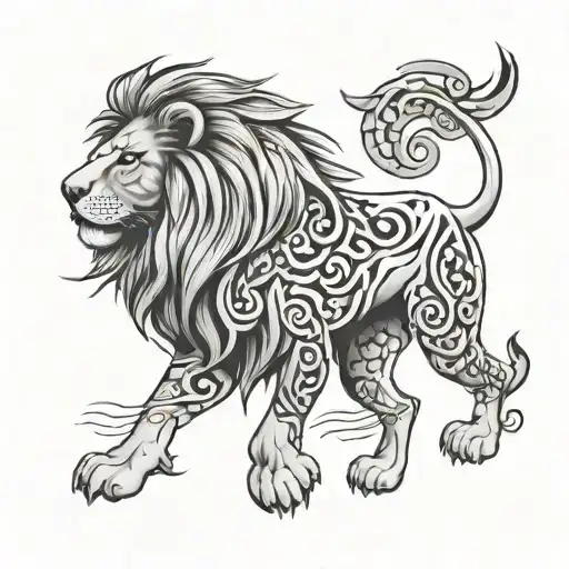 A Majestic Lion With Persian Calligraphy Representing Strength And Power
