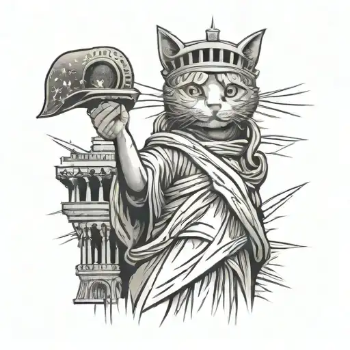 Cat Posing As The Statue Of Liberty Usa