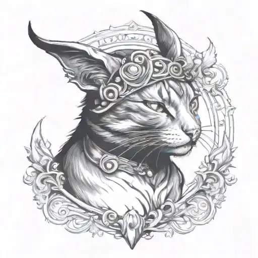 Cat With Horns And Crescent
