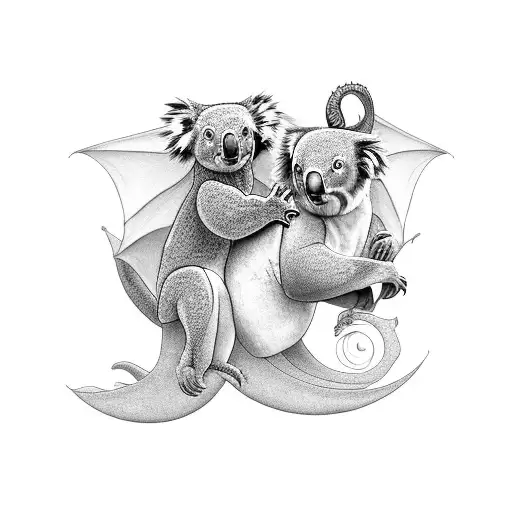 Koala Riding A Dragon