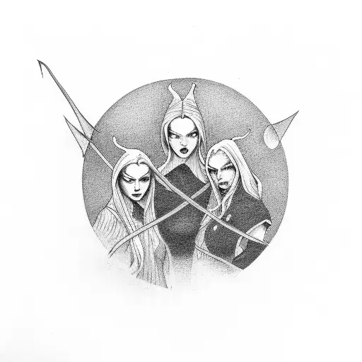 Three Witches In Circle