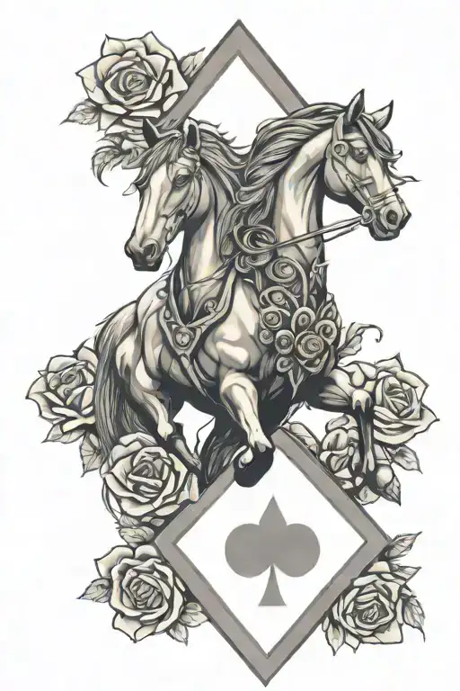 Horse Ace Of Spades And Rose