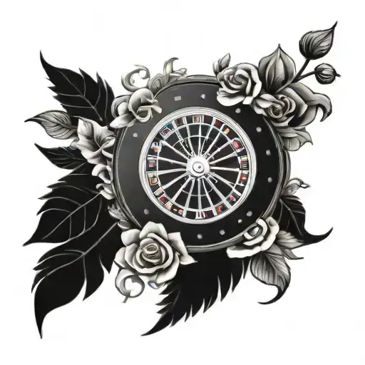 A Roulette Wheel Surrounded By A Border Of Intricate Flowers