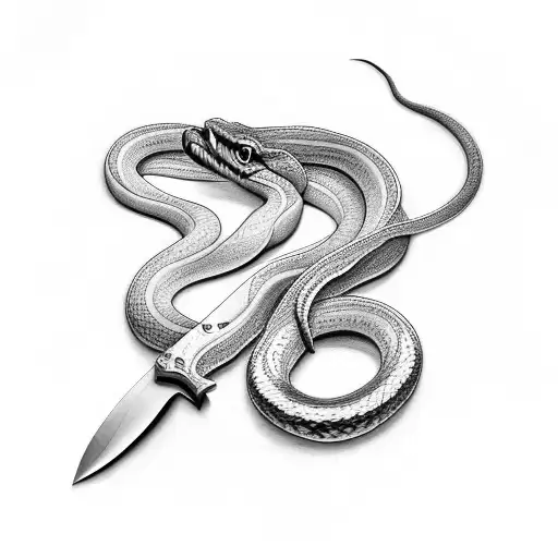 Cottonmouth Snake And A Knife