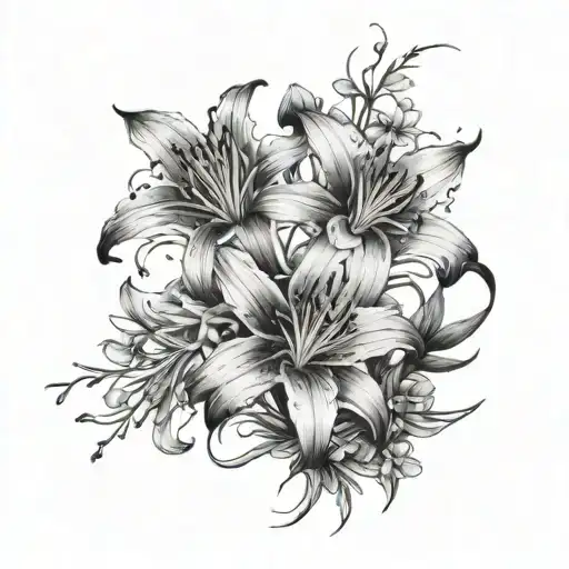 Spider Lilies And Forget Me Nots