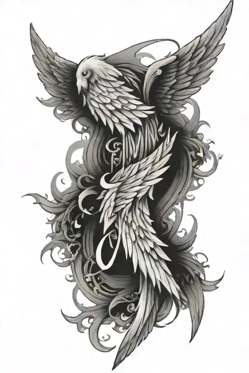 Anwora Written Vertically With Angel Wing Attached