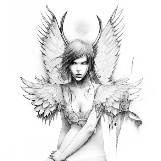 Fallen Angel With Shattered Wings And A Melancholic Expression