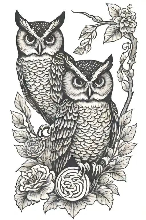 Owl And Greek Women