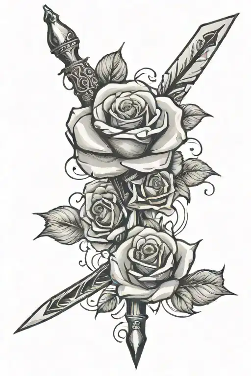 A Broken Sword With Roses