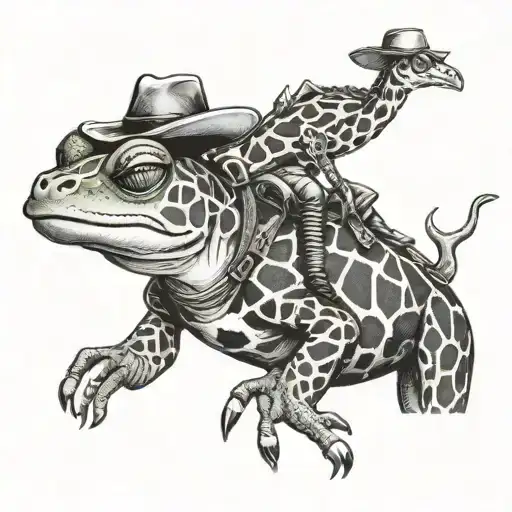 A Cowboy Frog Riding On The Back Of A Giraffe