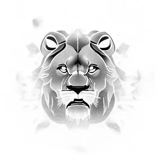 Roaring Lion With Martial Artist In Foreground