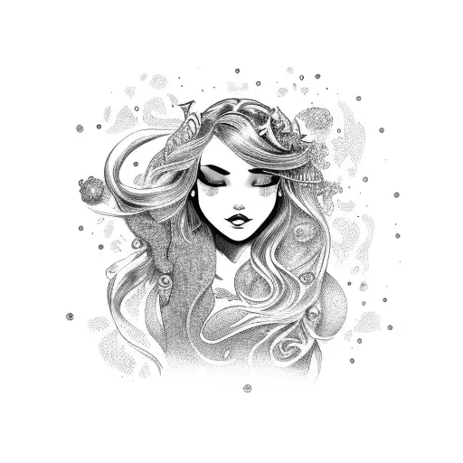 Mermaid With Universe In Her Hair