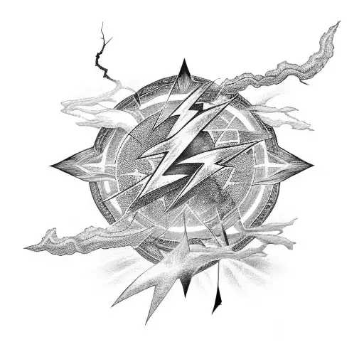 Ankh Surrounded By Lightning Bolts