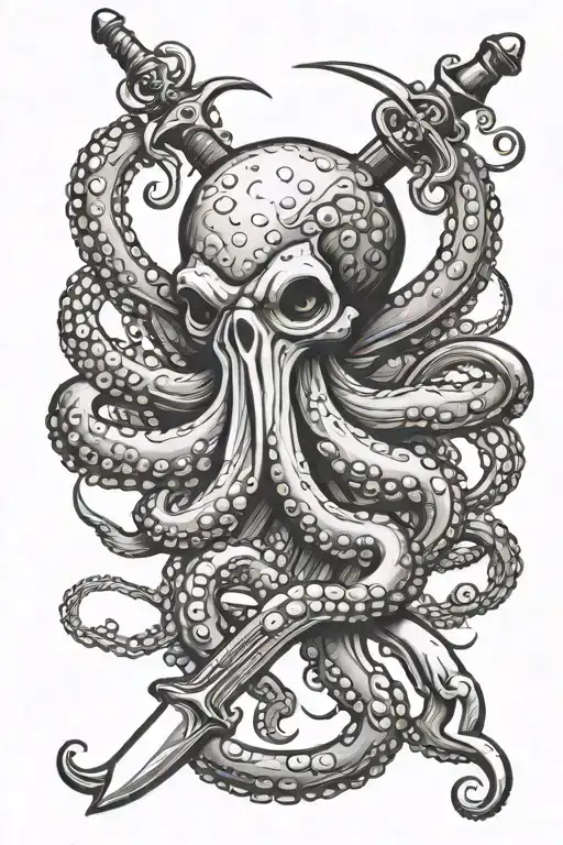 Octopus Holding A Dagger