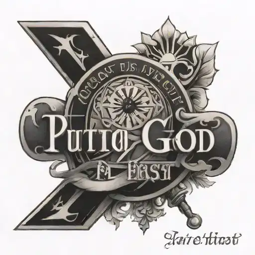 Filipino Tattoo With Put God First Letter And A Bible Verse