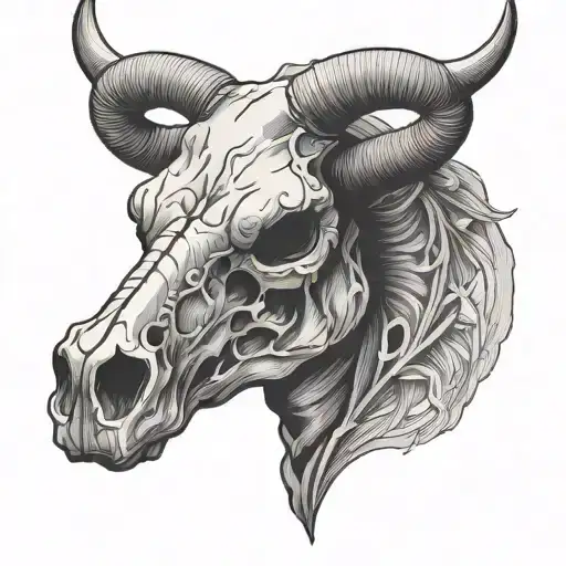 Steer Skull With One Set Of Horns