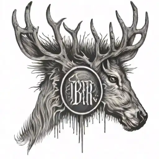 Finger Print Incorporated With Deer Incorporated With The Initials Ber
