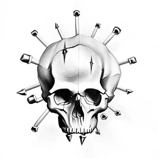 Skull With Nails In Head