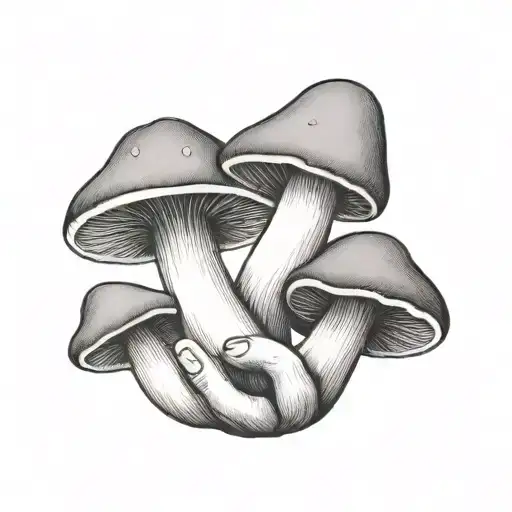 Little Mushrooms Holding Hands