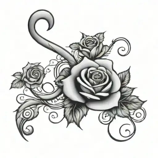 A Music Note Intertwined With A Rose Vine