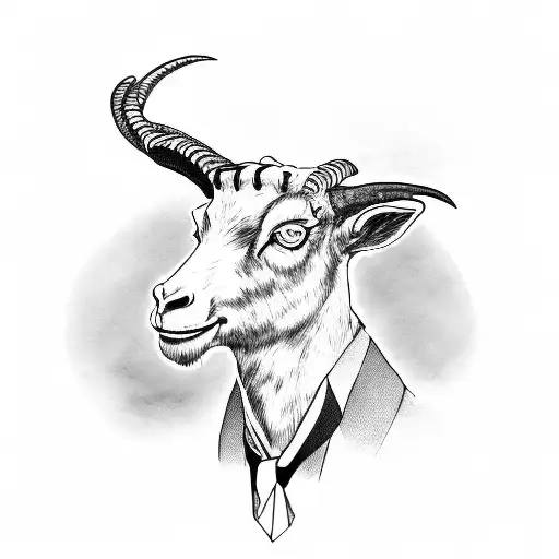 Man With Goat Head Wearing Black Suit And Tie