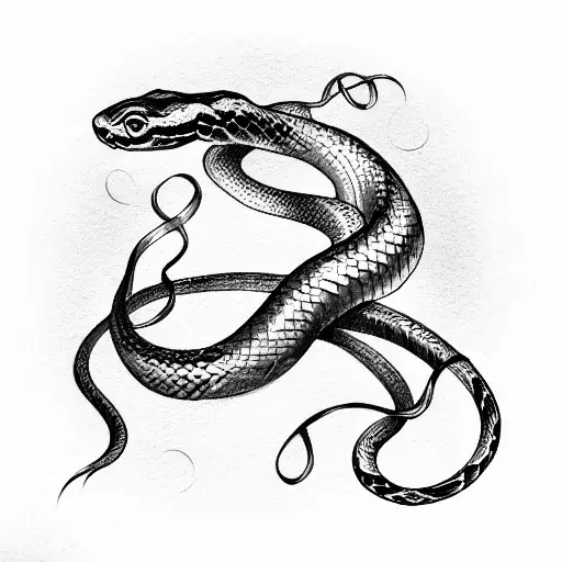 A Ribbon Coming From A Shoulder Turning Into A Snake On The Hand