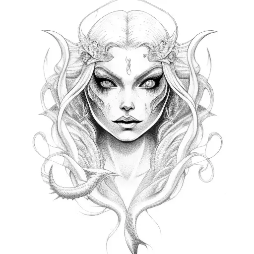 Mermaid Siren Evil Beautiful Face