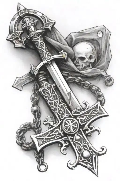 Templar Sword And Rosary Wrapped