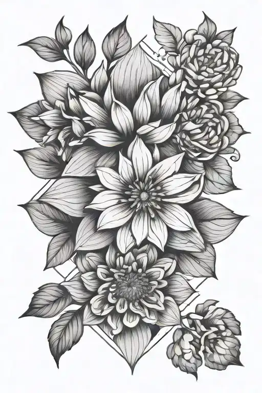 August June Birth Flower Geometric Design Incorporating
