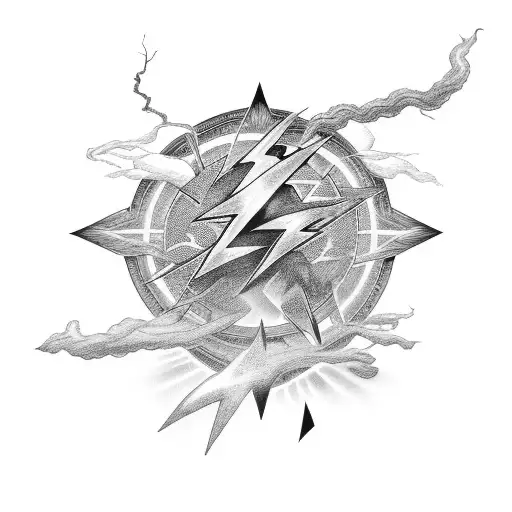 Ankh Surrounded By Lightning Bolts