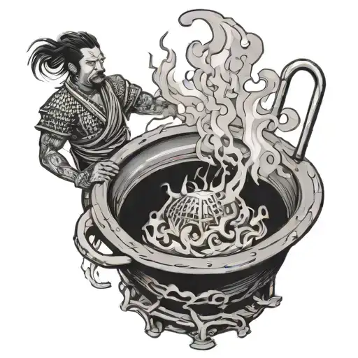 Boiling A Japanese Man Inside Of A Pot Medevil Torture Fire