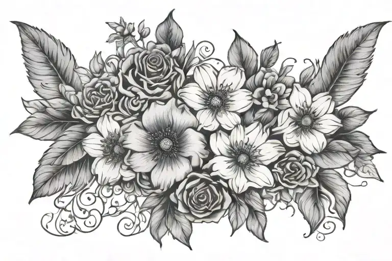 Floral Scene Around Poem Written