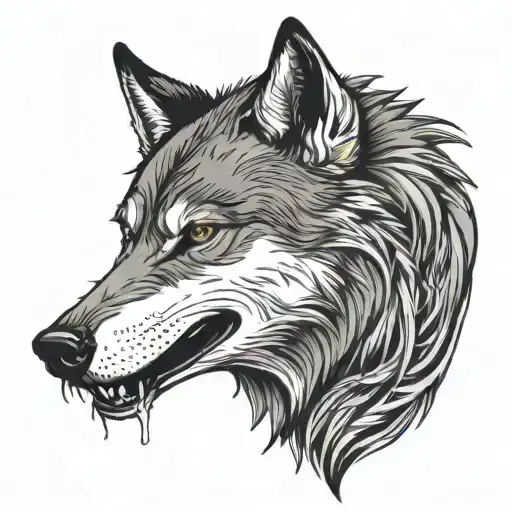 Wolf Smiling With An Evil Face