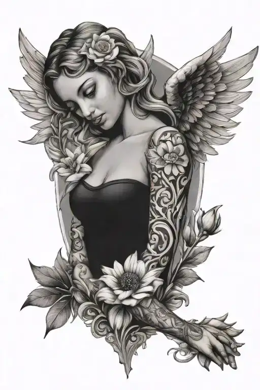 Angel With Flower Surrounded