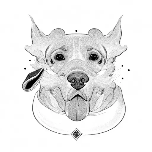 An Intricate Design Of A Retriever Dog Surrounded By A Flock Of Ducks