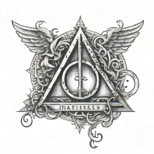 Deathly Hallows Symbol With Nasril And Ring Sentence