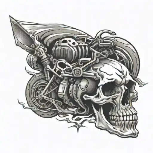 Skull With Bike Racing