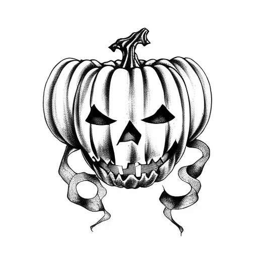 A Black And Grey Tattoo Of A Spooky Halloween-themed Meal