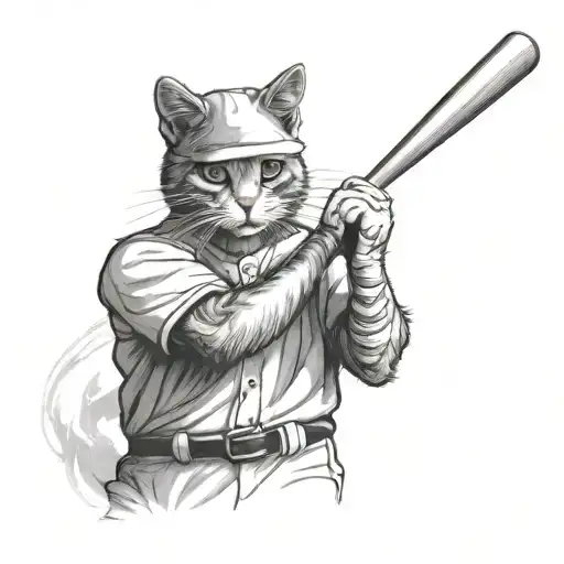 Cat Baseball Player At Bat