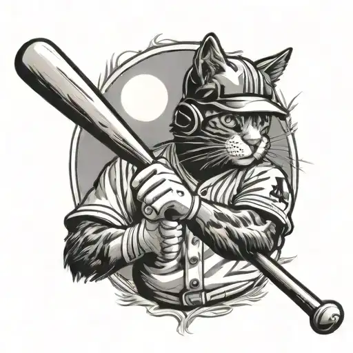 Cat Baseball Player At Bat