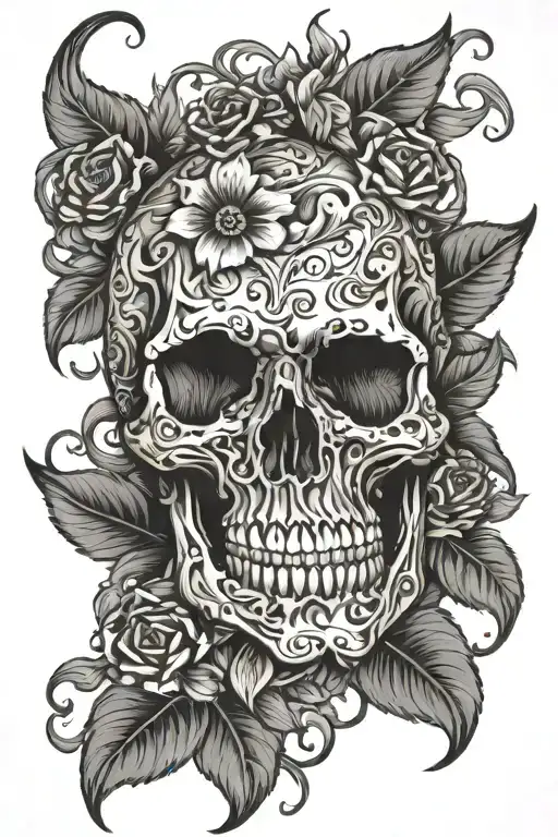 Skull Flowers Vines Wrapped