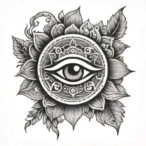 Hindu Third Eye Symbol With Dark And Nature Elements