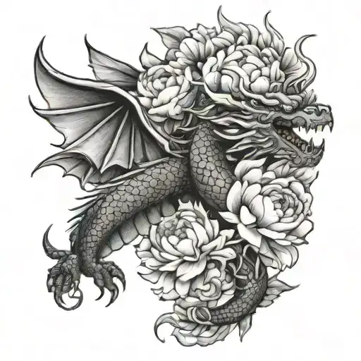 Dragon And Peonies