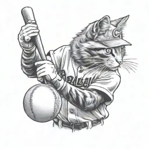 Cat Baseball Player At Bat