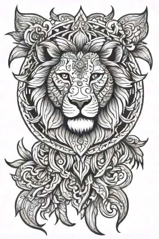 Mandala And Lion Head