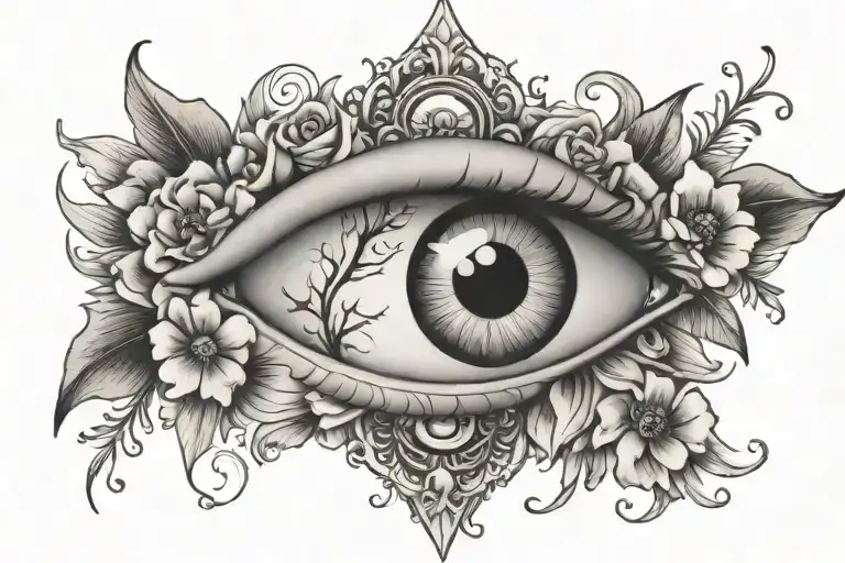 Evil Eye And Flowers Blending