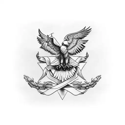 Eagle With Palms Tree And Roses And The Trinity Knot