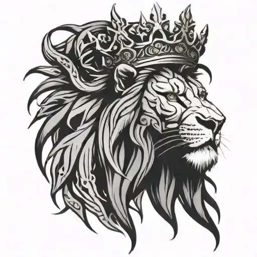 A Tribal Lion Wearing A Crown Of Thorns